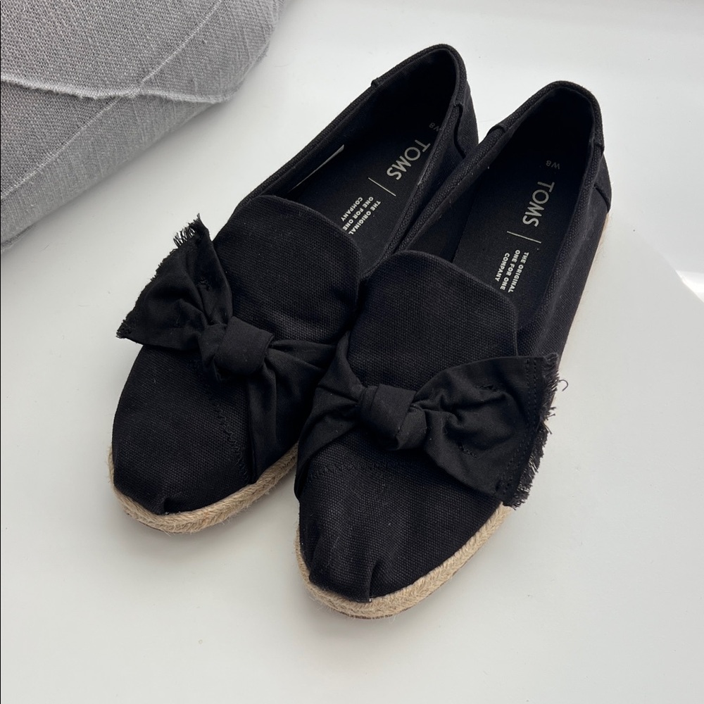 TOMS Women's Black Bow Espadrilles